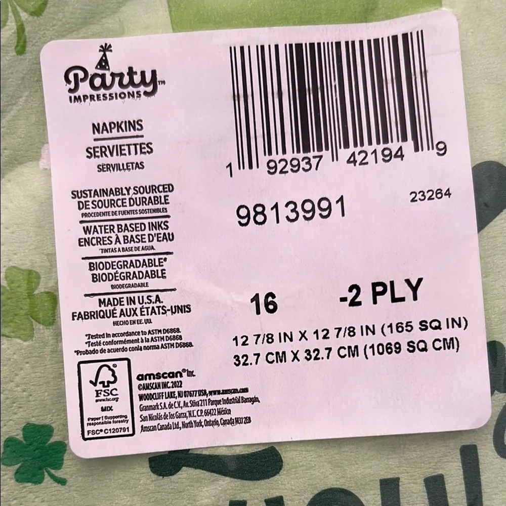 St. Patrick's Day Party Napkins - Green